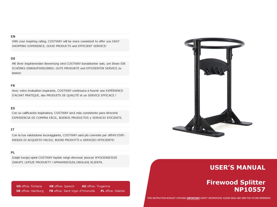 COSTWAY NP10557 USER MANUAL Pdf Download ManualsLib