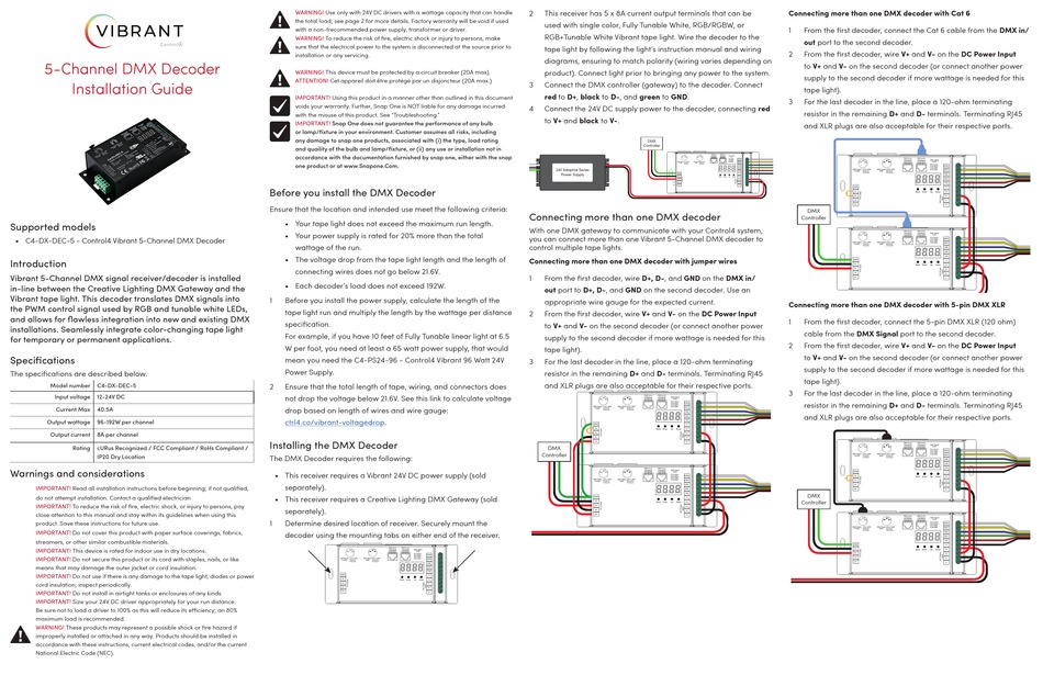 VIBRANT CONTROL 4 C4DXDEC5 INSTALLATION MANUAL Pdf Download ManualsLib
