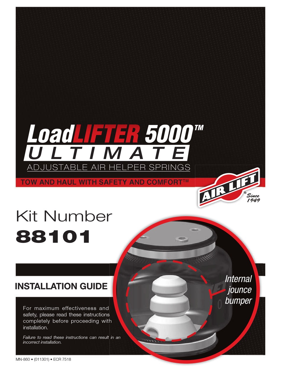 AIR LIFT LOADLIFTER 5000 ULTIMATE INSTALLATION MANUAL Pdf Download