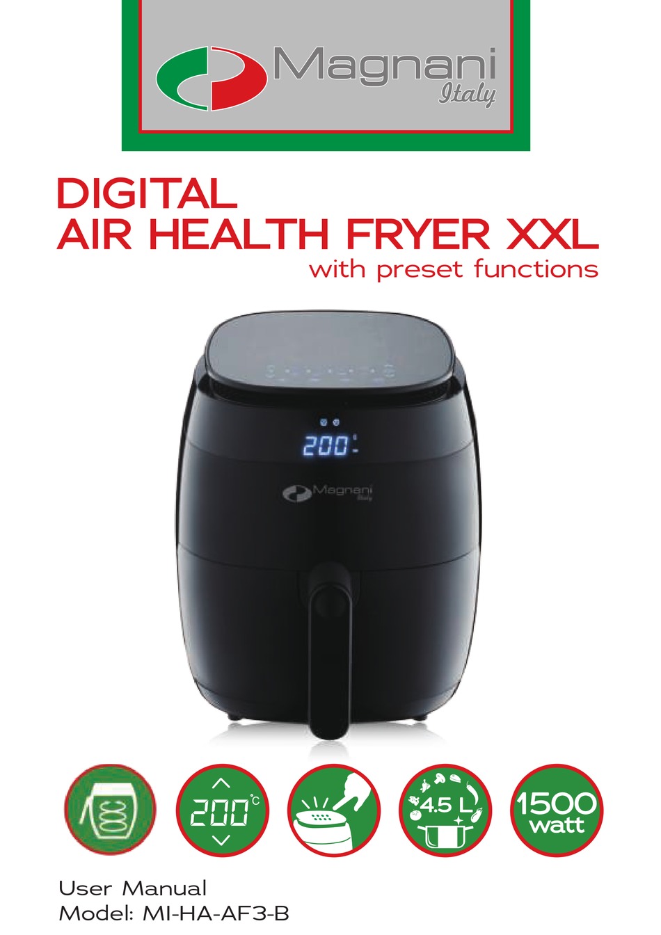 MAGNANI DIGITAL AIR HEALTH FRYER XXL USER MANUAL Pdf Download ManualsLib