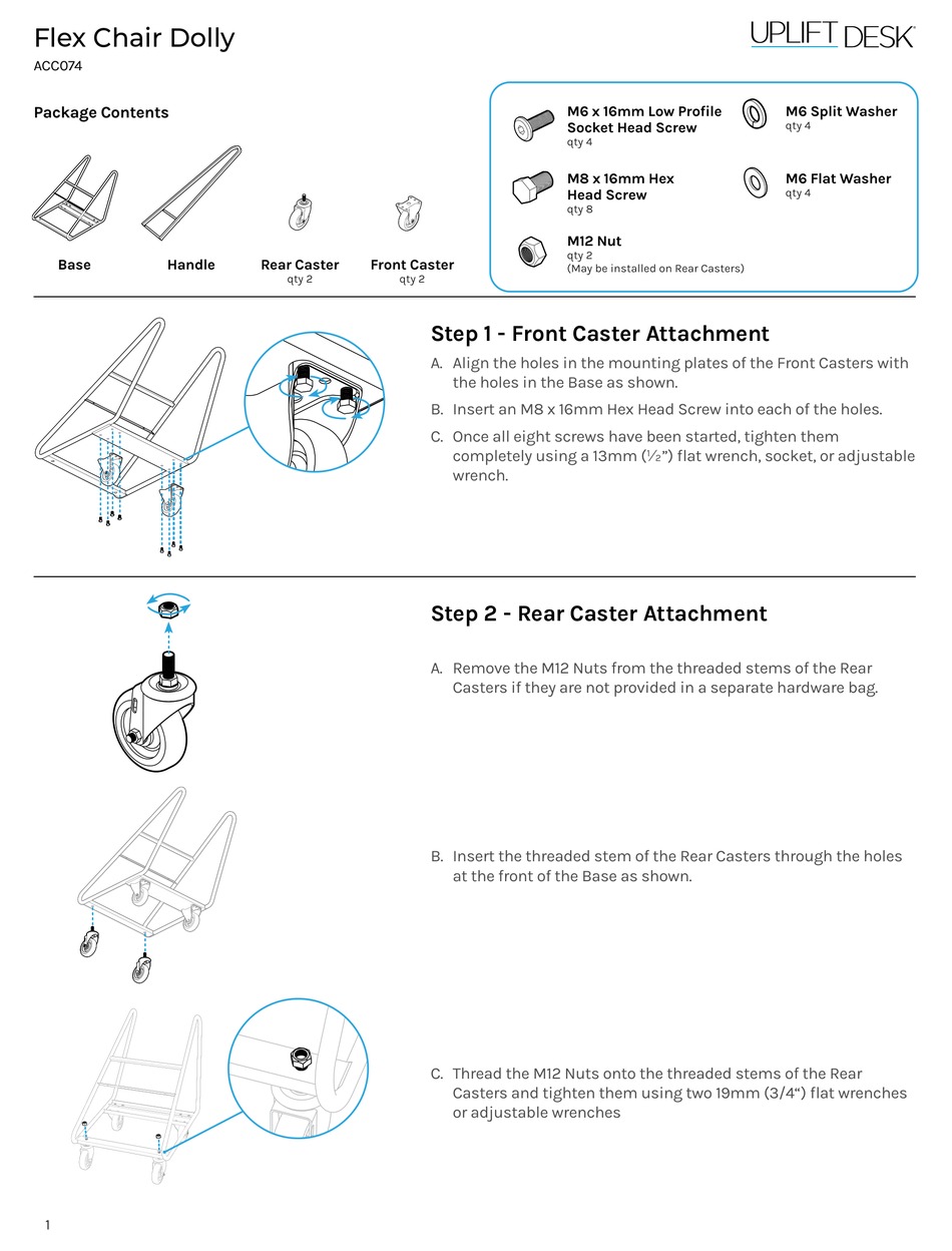 UPLIFT DESK FLEX CHAIR DOLLY ACC074 INSTRUCTIONS Pdf Download ManualsLib