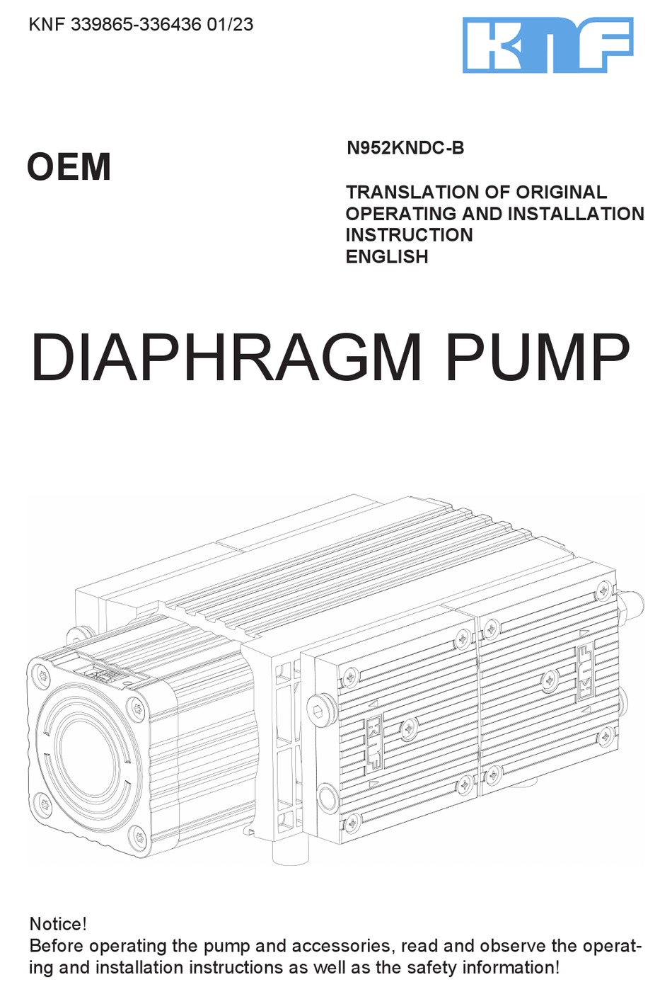 KNF OEM ORIGINAL OPERATING AND INSTALLATION INSTRUCTIONS Pdf Download