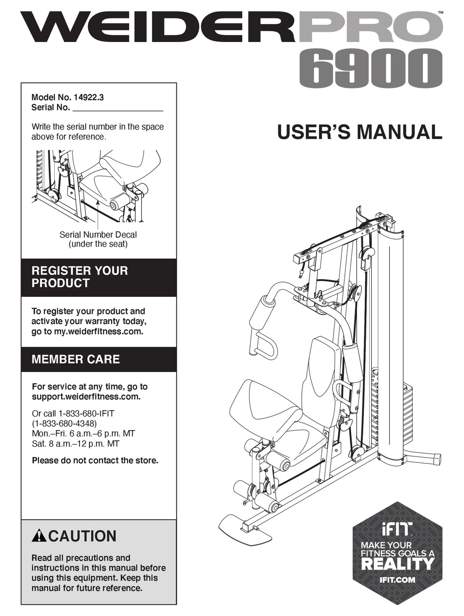 WEIDER 6900 USER MANUAL Pdf Download ManualsLib