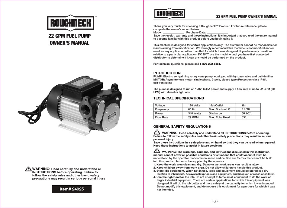 ROUGHNECK 24925 OWNER'S MANUAL Pdf Download ManualsLib