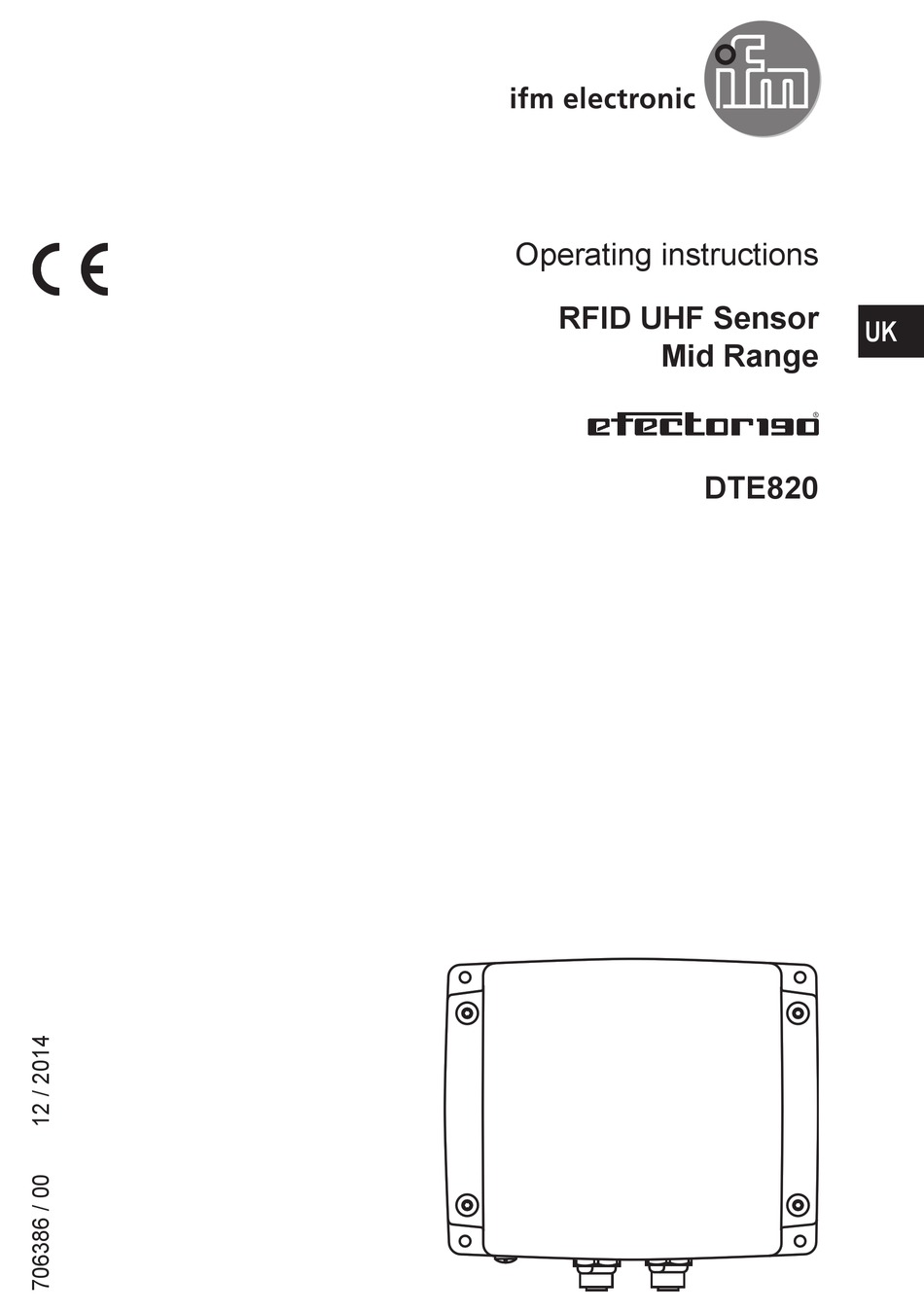 IFM ELECTRONIC EFECTOR 190 DTE820 OPERATING INSTRUCTIONS MANUAL Pdf