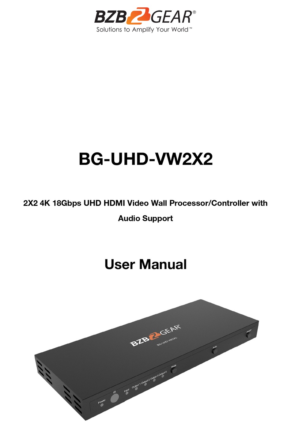 BZBGEAR BG-UHD-VW2X2 USER MANUAL Pdf Download | ManualsLib