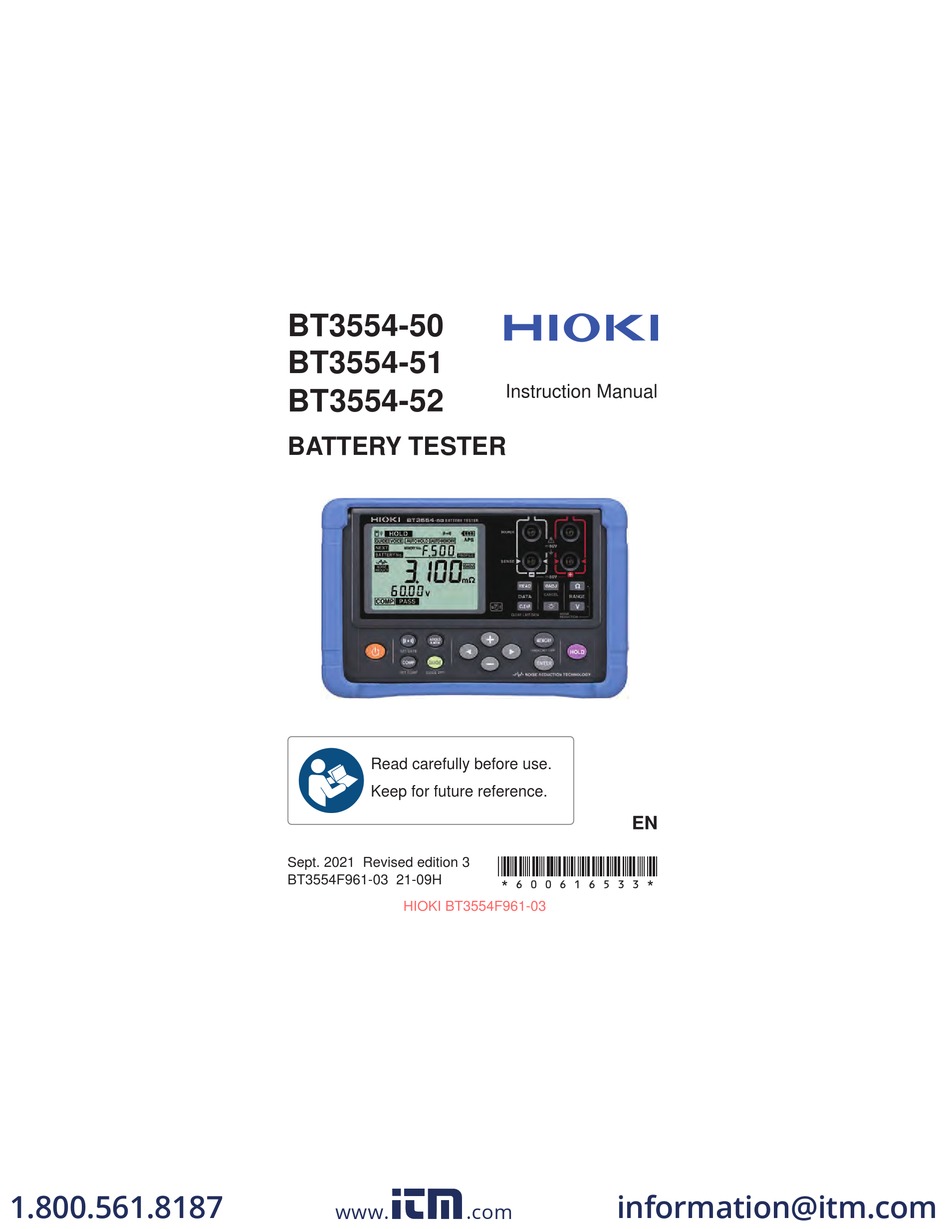 HIOKI BT355450 INSTRUCTION MANUAL Pdf Download ManualsLib