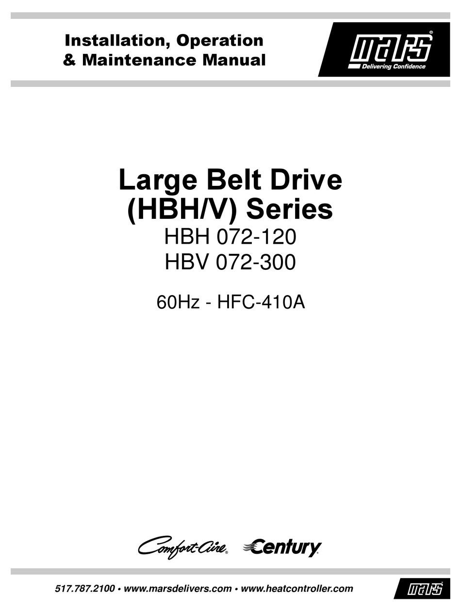 MARS COMFORTAIRE CENTURY HBH SERIES INSTALLATION, OPERATION