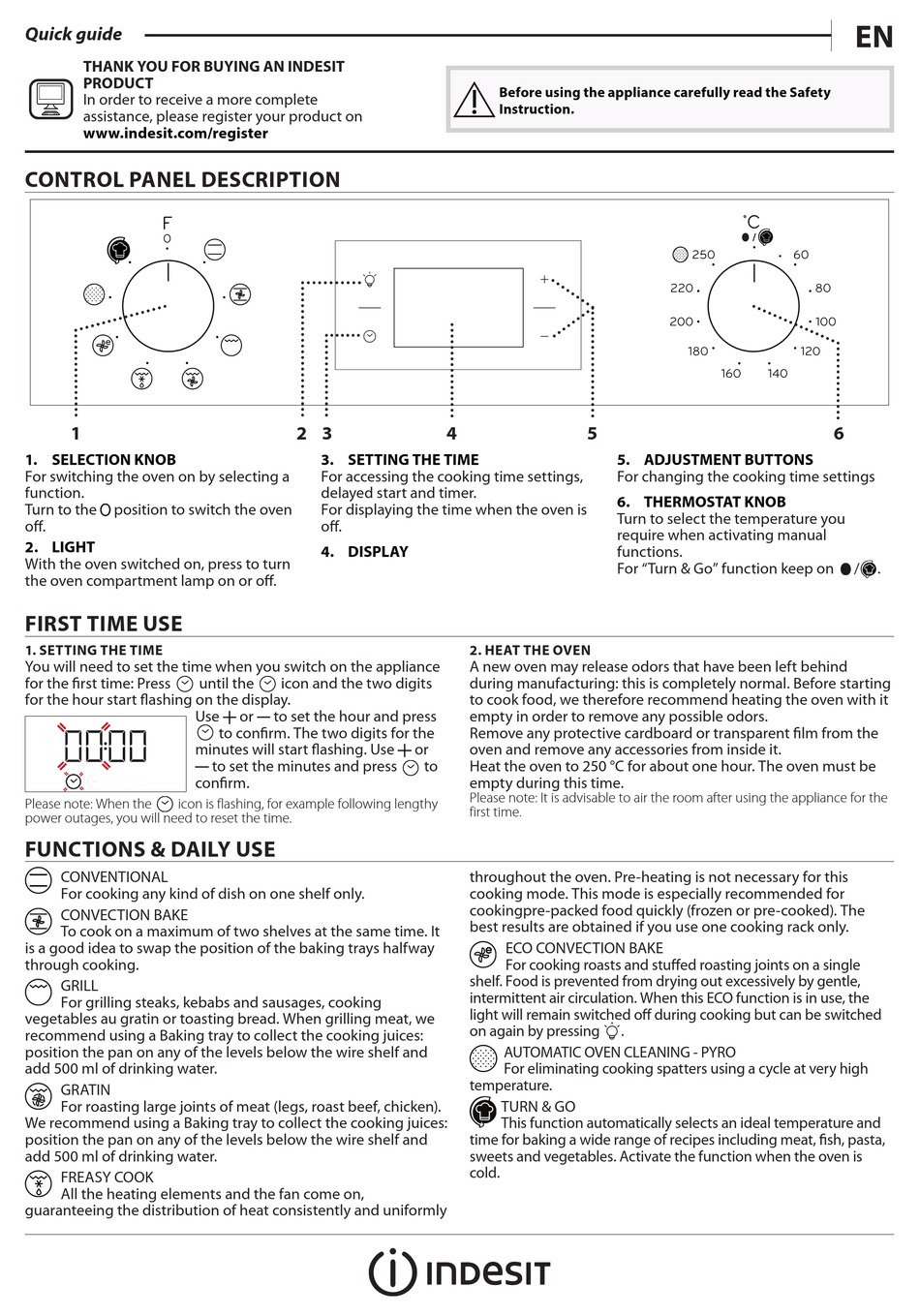 Indesit Ifw P Ix Quick Manual Pdf Download Manualslib