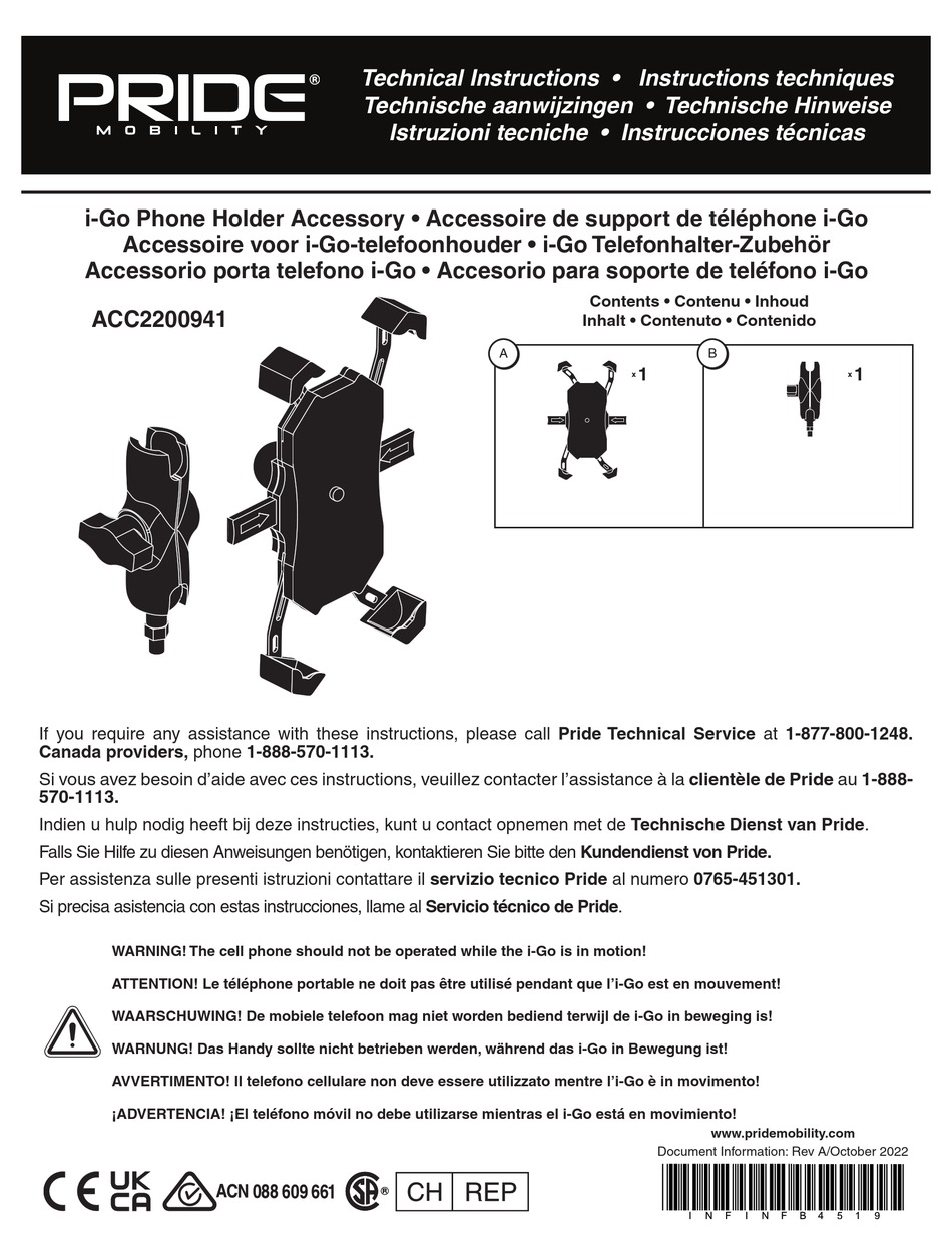 PRIDE MOBILITY ACC2200941 TECHNICAL INSTRUCTIONS Pdf Download ManualsLib