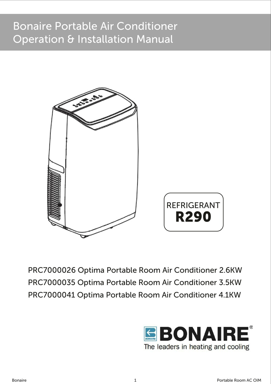 BONAIRE PRC7000026 OPERATION & INSTALLATION MANUAL Pdf Download