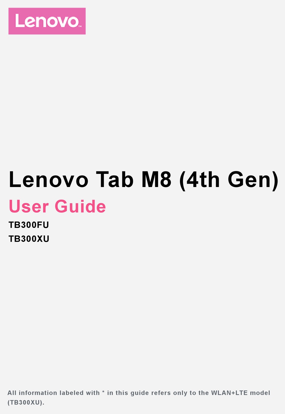 LENOVO TAB M8 USER MANUAL Pdf Download ManualsLib