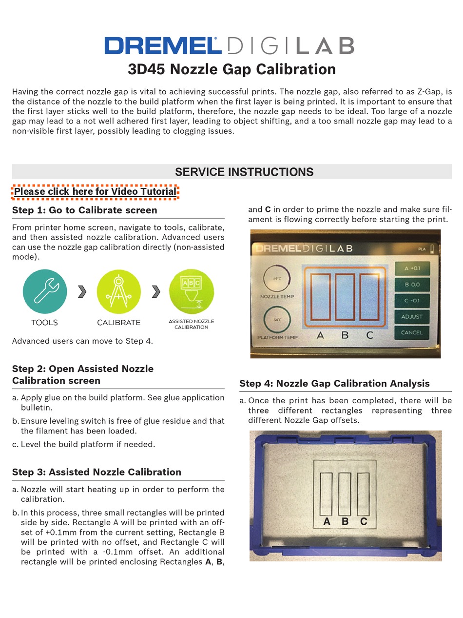 DREMEL 3D45 CALIBRATION MANUAL Pdf Download | ManualsLib