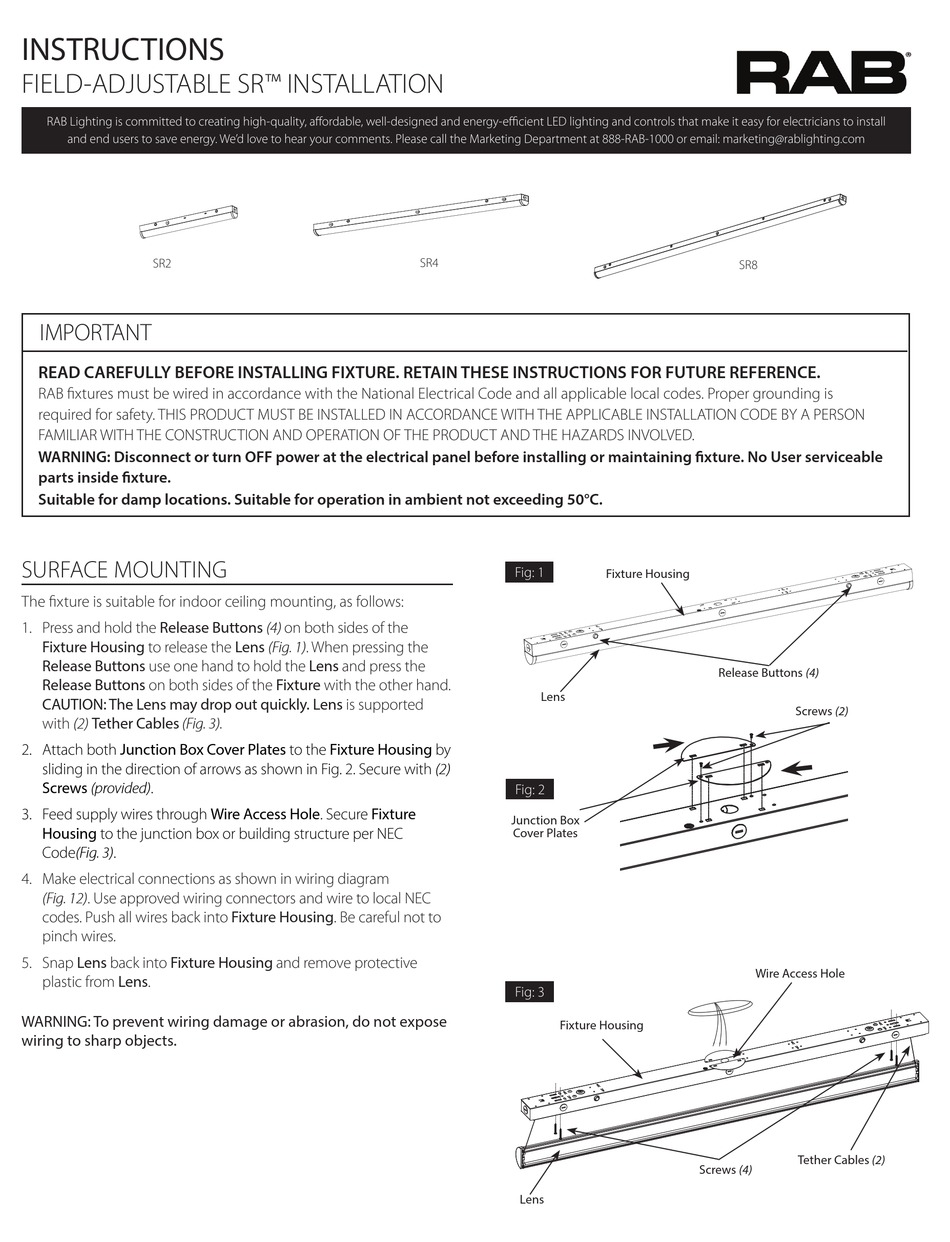 RAB LIGHTING SR2 INSTALLATION INSTRUCTIONS Pdf Download | ManualsLib