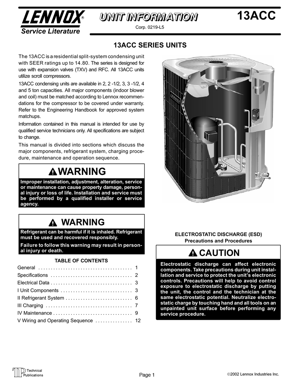 LENNOX 13ACC SERIES MANUAL Pdf Download ManualsLib