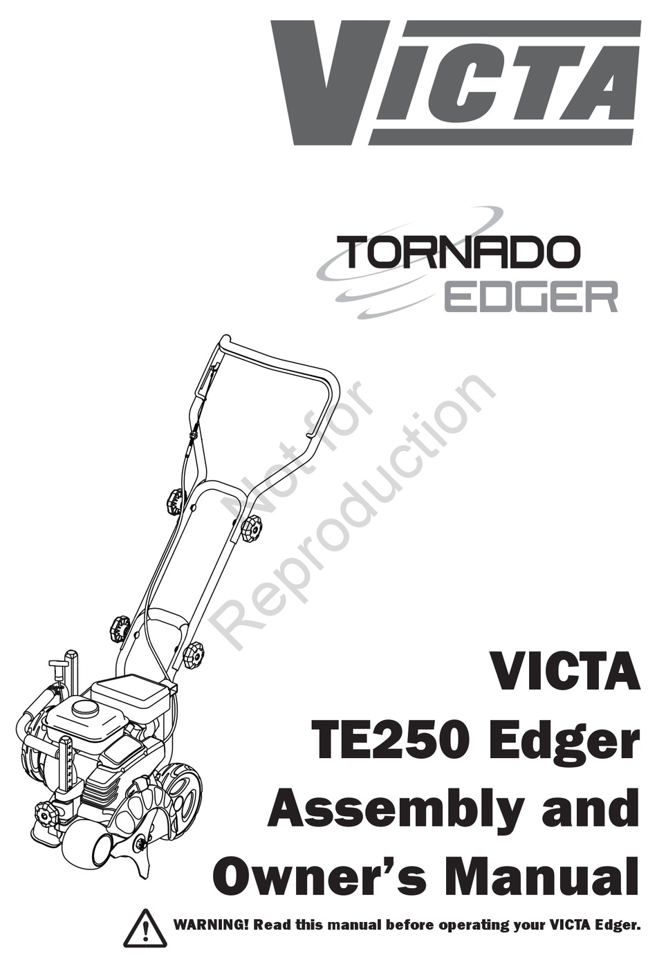 VICTA TORNADO EDGER TE250 ASSEMBLY AND OWNER'S MANUAL Pdf Download