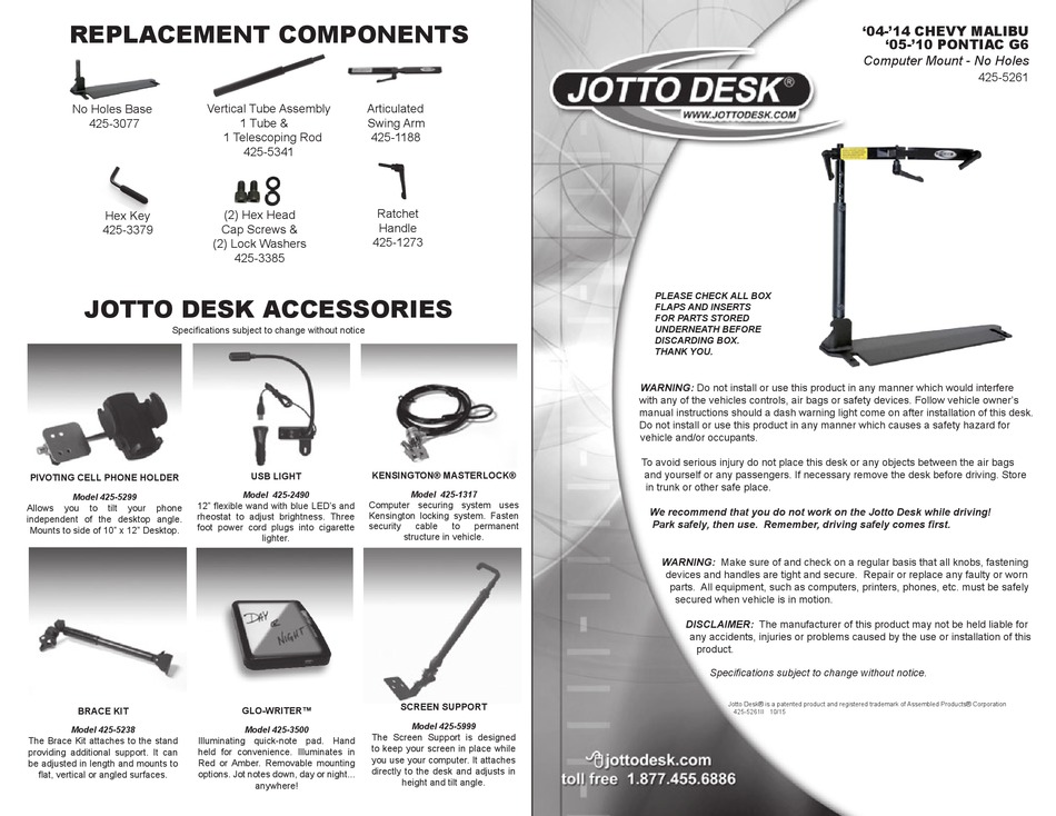 Jotto Desk 425 5261 Installation Pdf Download Manualslib