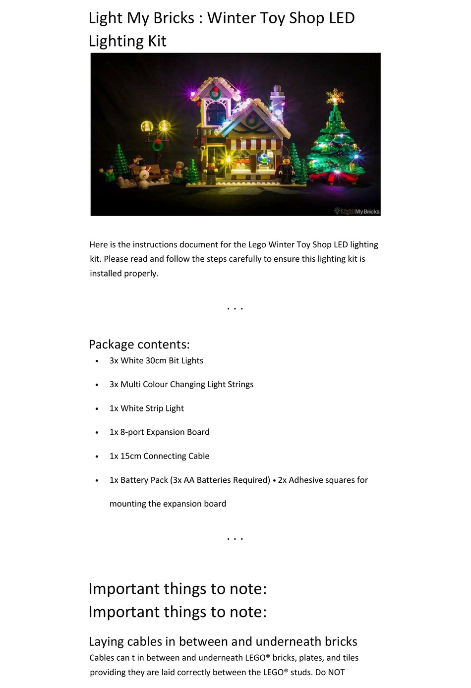 LEGO WINTER TOY SHOP LED INSTRUCTIONS MANUAL Pdf Download ManualsLib