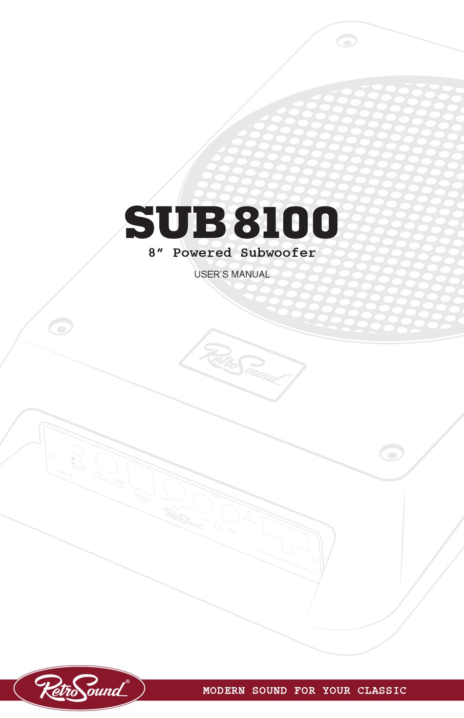 RETROSOUND SUB8100 USER MANUAL Pdf Download ManualsLib