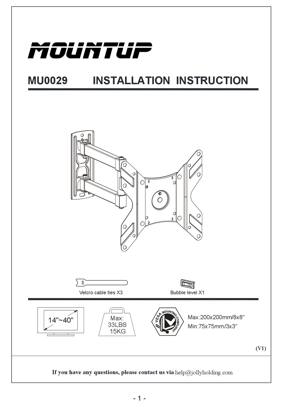 MOUNTUP MU0029 INSTALLATION INSTRUCTIONS MANUAL Pdf Download | ManualsLib