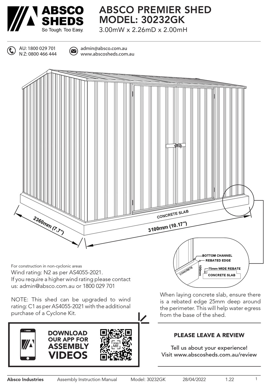 ABSCO SHEDS 30232GK ASSEMBLY INSTRUCTIONS MANUAL Pdf Download ManualsLib