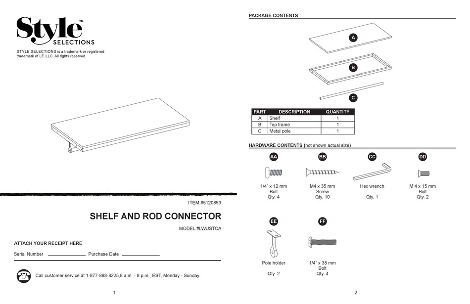 STYLE SELECTIONS CAMRYN LWUSTCA MANUAL Pdf Download ManualsLib