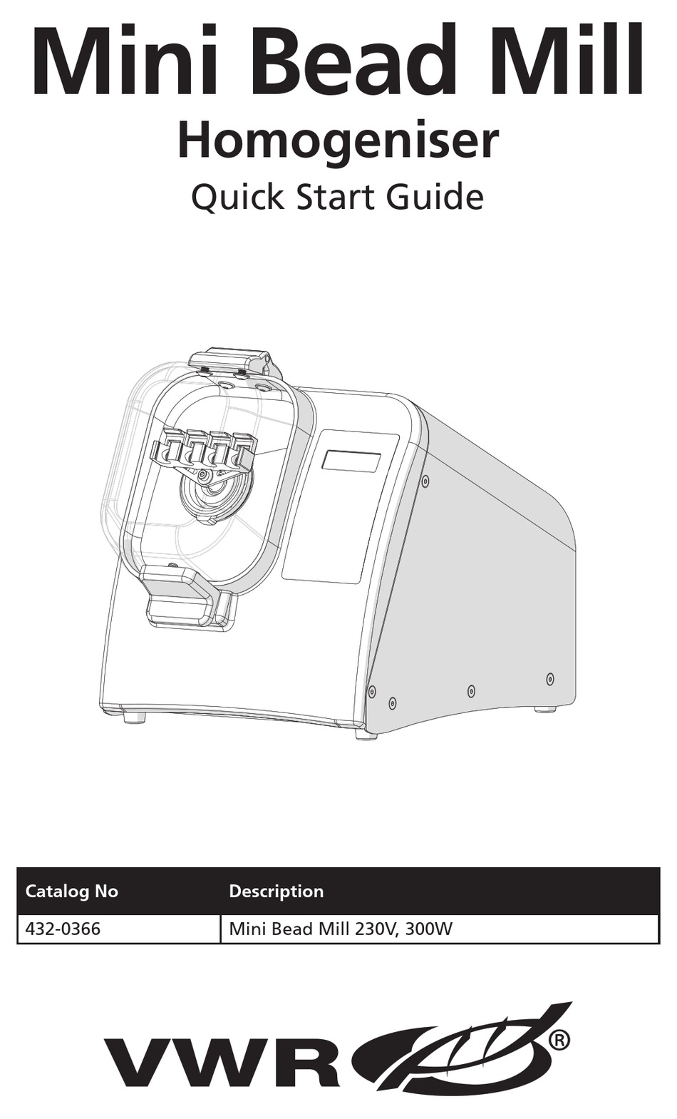 VWR MINI BEAD MILL QUICK START MANUAL Pdf Download ManualsLib