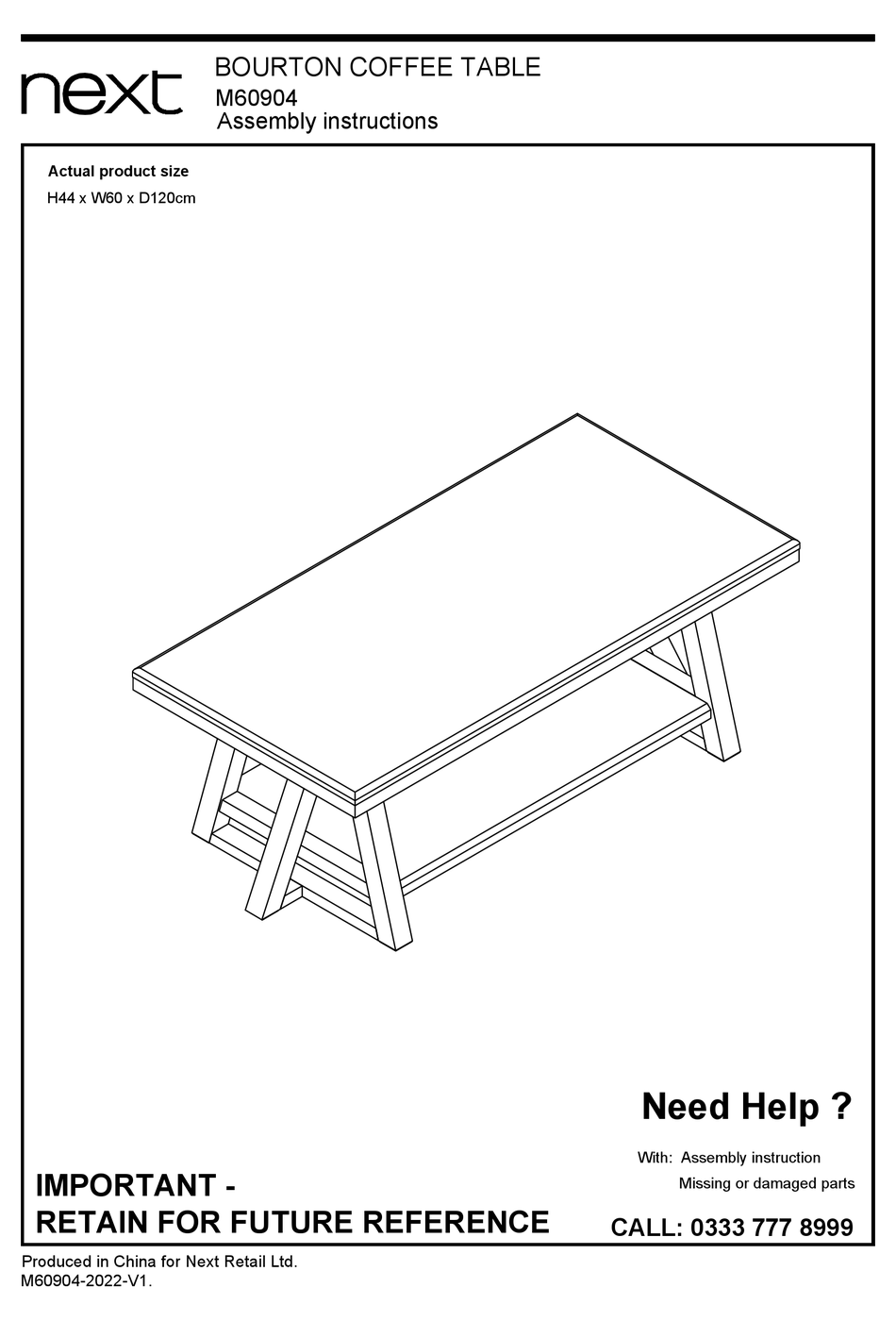 NEXT BOURTON M60904 ASSEMBLY INSTRUCTIONS MANUAL Pdf Download ManualsLib