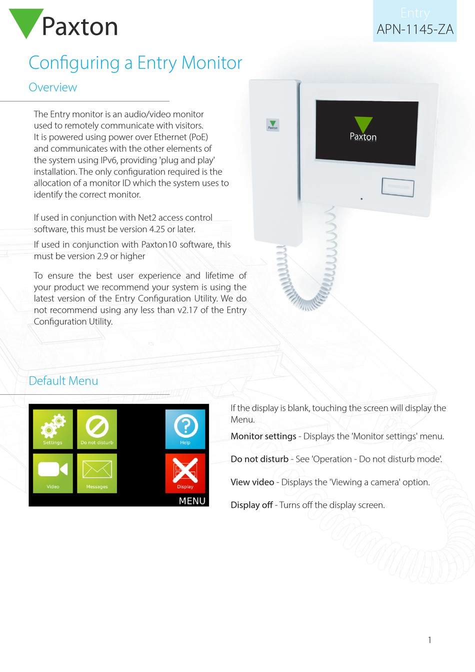 PAXTON ENTRY APN1145ZA INSTRUCTIONS MANUAL Pdf Download ManualsLib