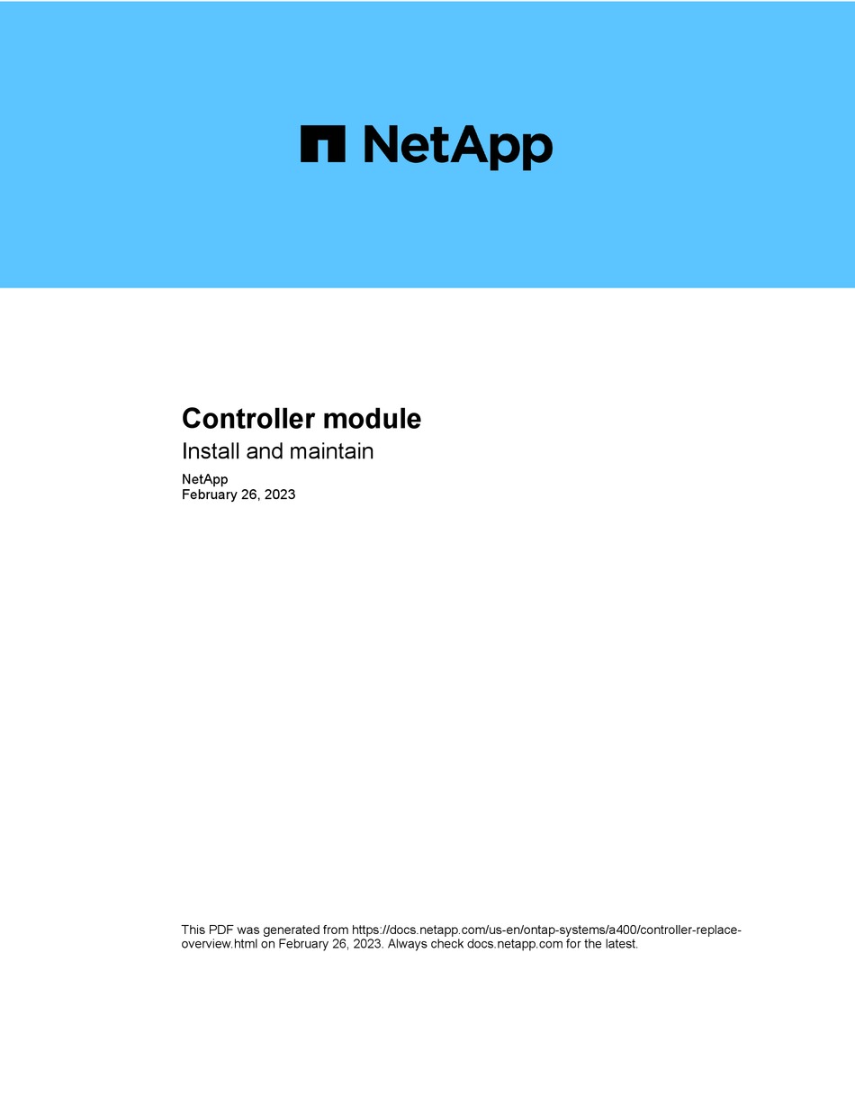 NETAPP AFF A400 INSTALLATION MANUAL Pdf Download ManualsLib