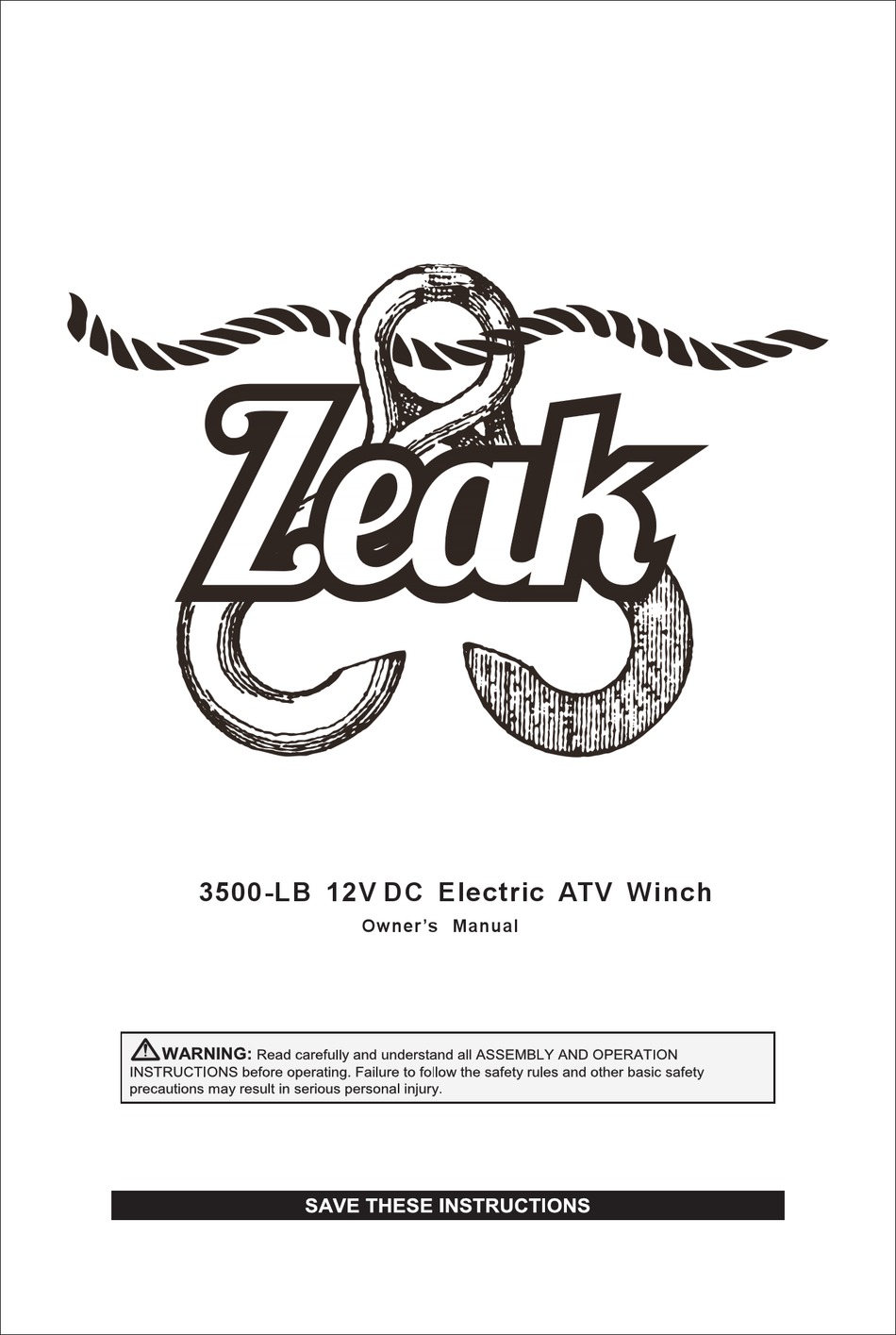 ZEAK 3500LB OWNER'S MANUAL Pdf Download ManualsLib