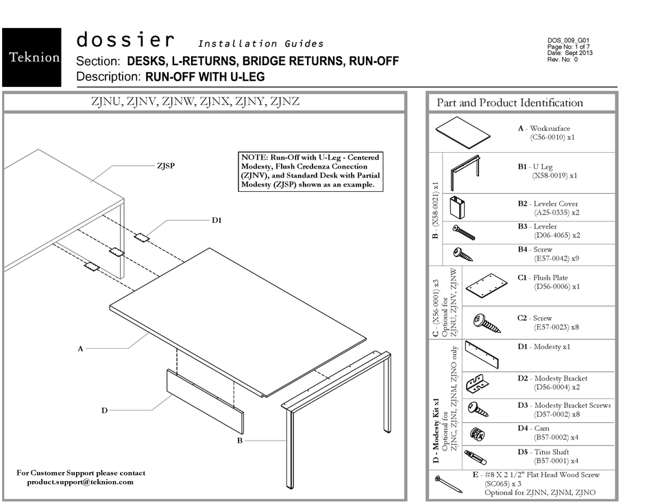 TEKNION DOSSIER INSTALLATION MANUALS Pdf Download ManualsLib
