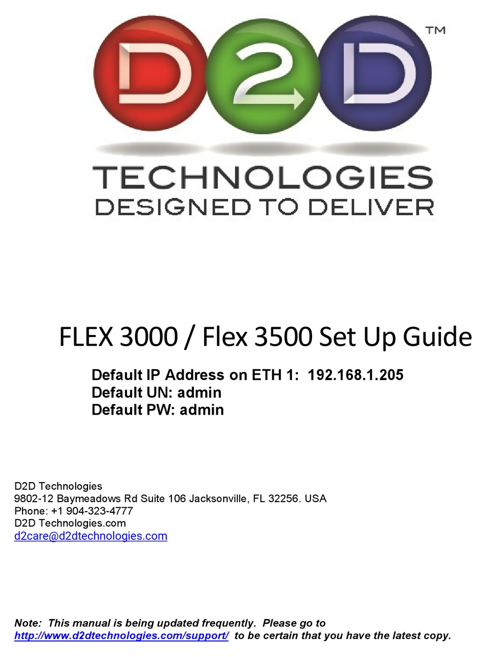 D2D FLEX 3000 SETUP MANUAL Pdf Download ManualsLib