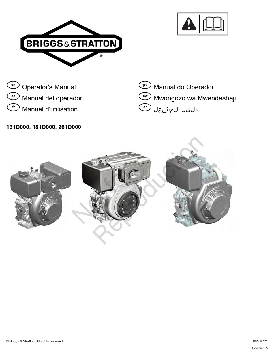 BRIGGS & STRATTON 131D000 OPERATOR