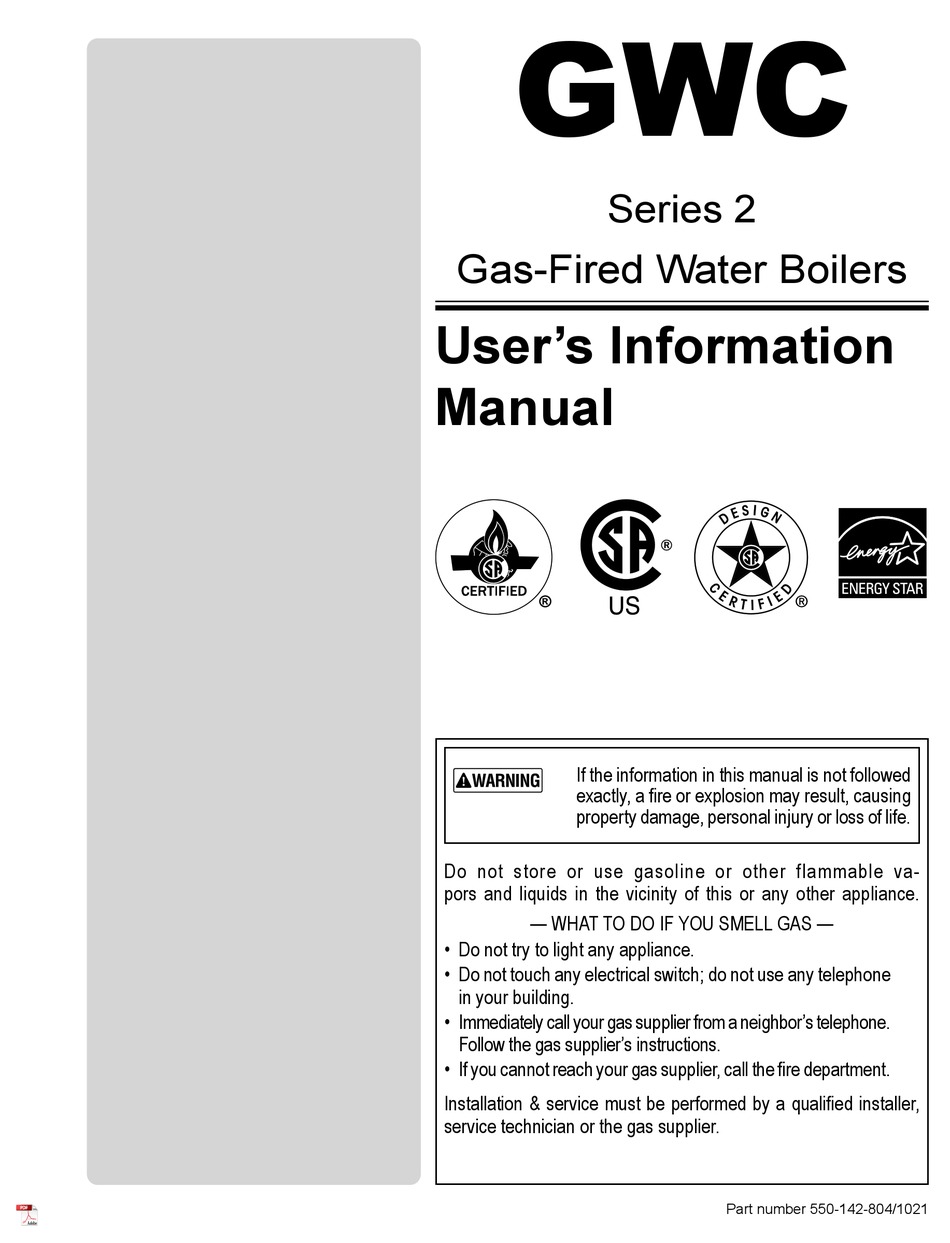 WILLIAMSONTHERMOFLO GWC 2 SERIES USER'S INFORMATION MANUAL Pdf