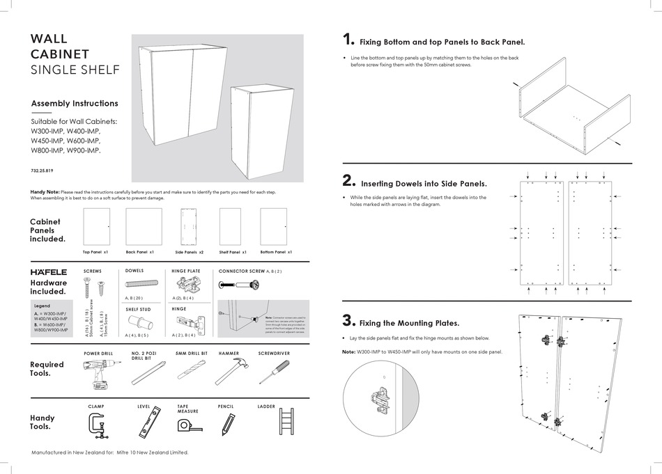 HÄFELE W300IMP ASSEMBLY INSTRUCTIONS Pdf Download ManualsLib