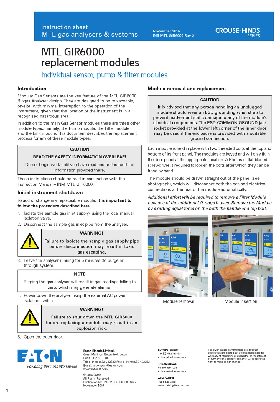 EATON CROUSE-HINDS SERIES INSTRUCTION SHEET Pdf Download | ManualsLib