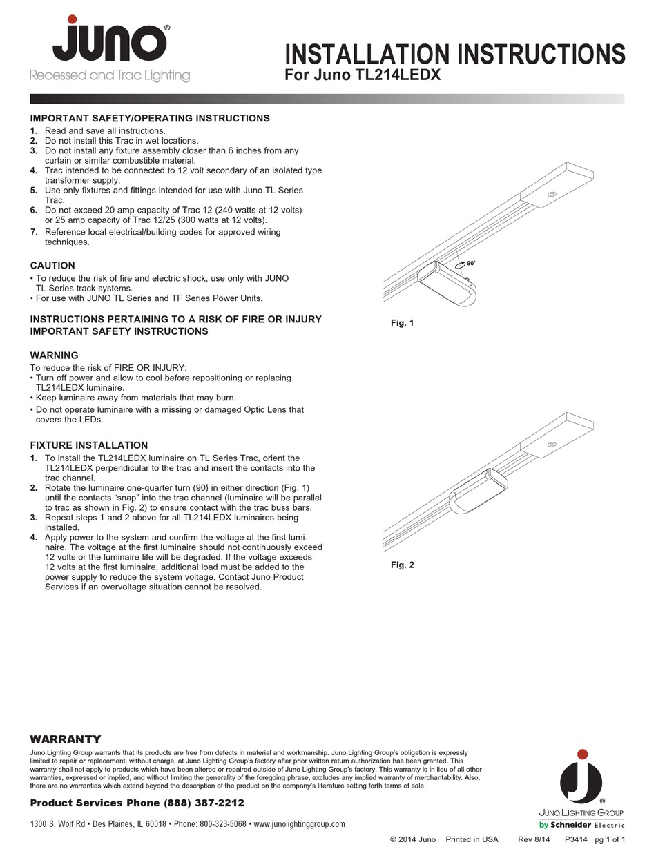 JUNO TL214LEDX INSTALLATION INSTRUCTIONS Pdf Download ManualsLib