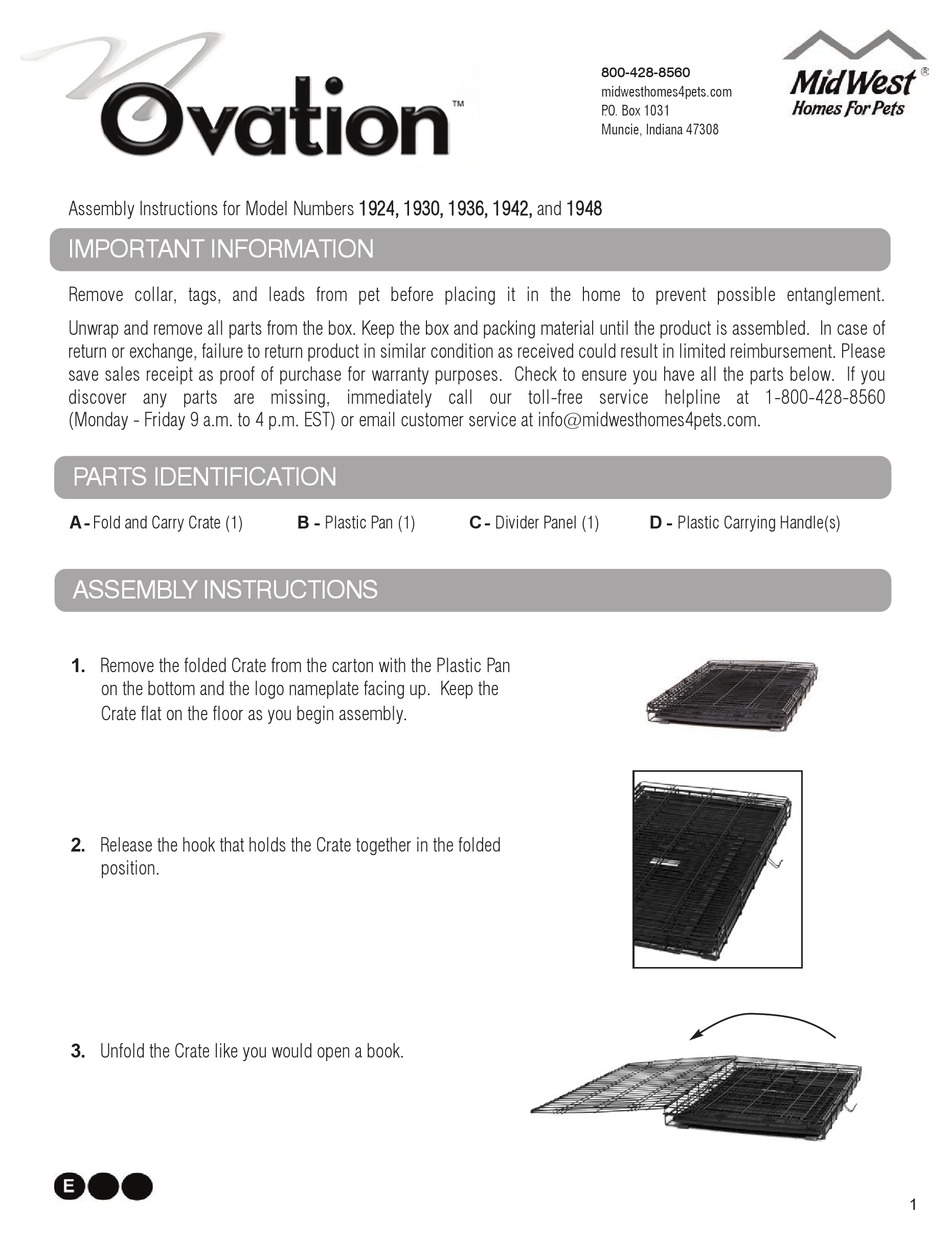 MIDWEST OVATION 1924 ASSEMBLY INSTRUCTIONS Pdf Download ManualsLib