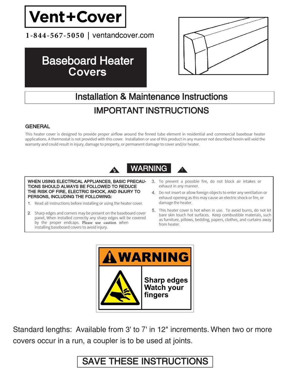 VENT+COVER BASEBOARD HEATER COVER INSTALLATION & MAINTENANCE