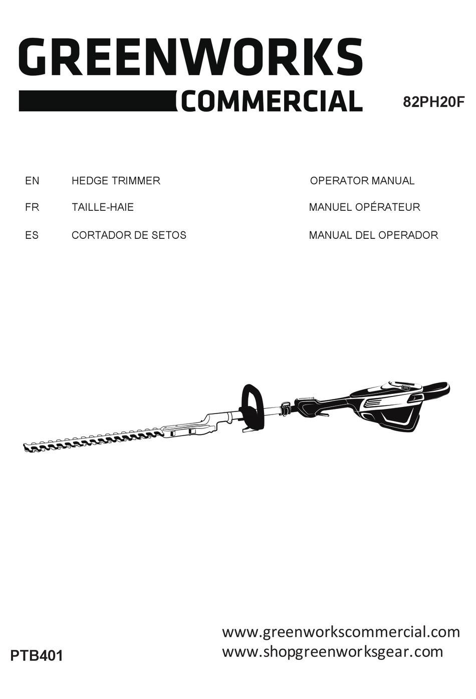 GREENWORKS PTB401 OPERATOR'S MANUAL Pdf Download | ManualsLib