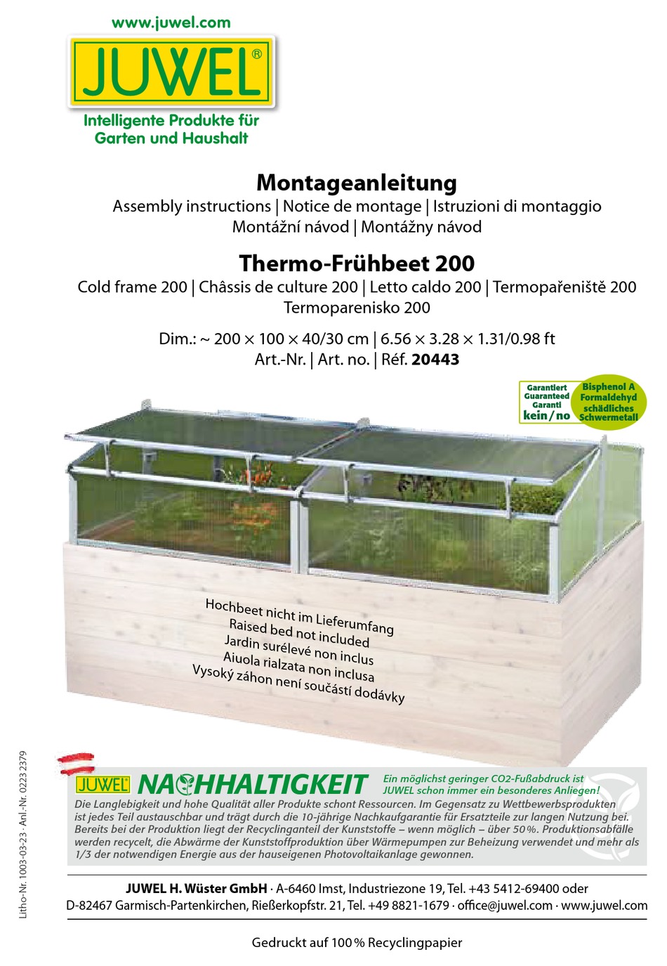 JUWEL 20443 ASSEMBLY INSTRUCTIONS MANUAL Pdf Download ManualsLib