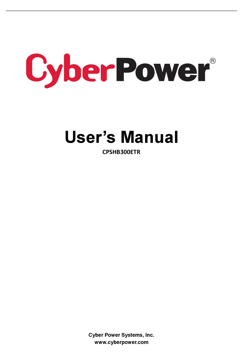 CYBERPOWER CPSHB300ETR USER MANUAL Pdf Download | ManualsLib