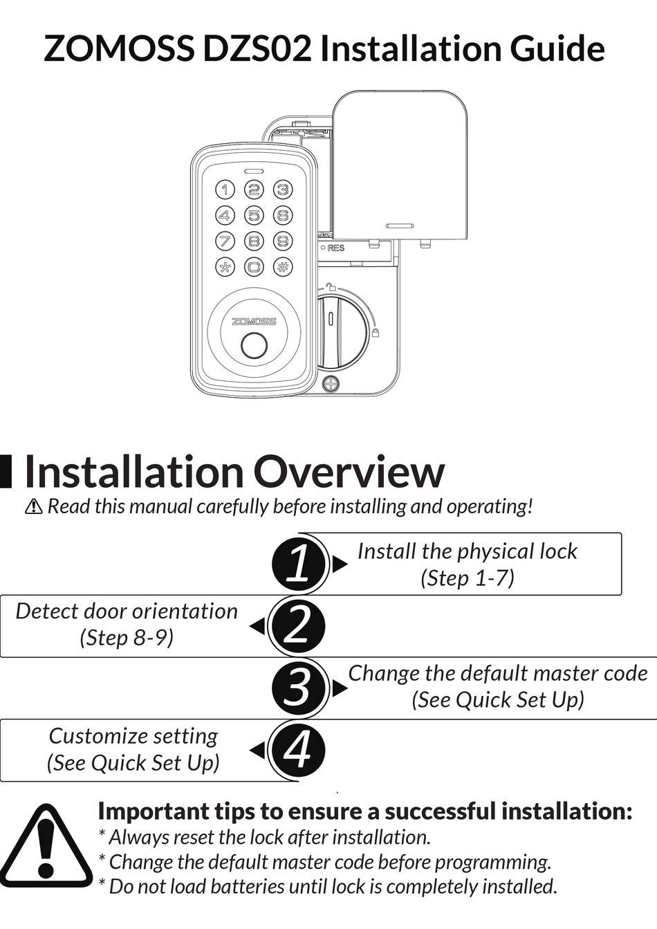 ZOMOSS DZS02 INSTALLATION MANUAL Pdf Download ManualsLib