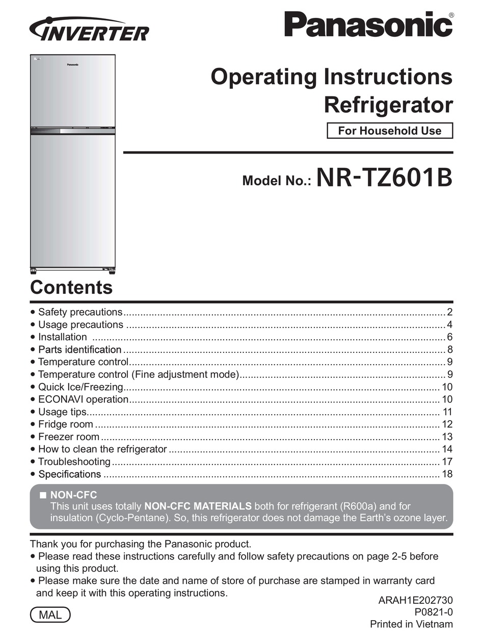 Panasonic Nr Tz601b Operating Instructions Manual Pdf Download Manualslib 1847