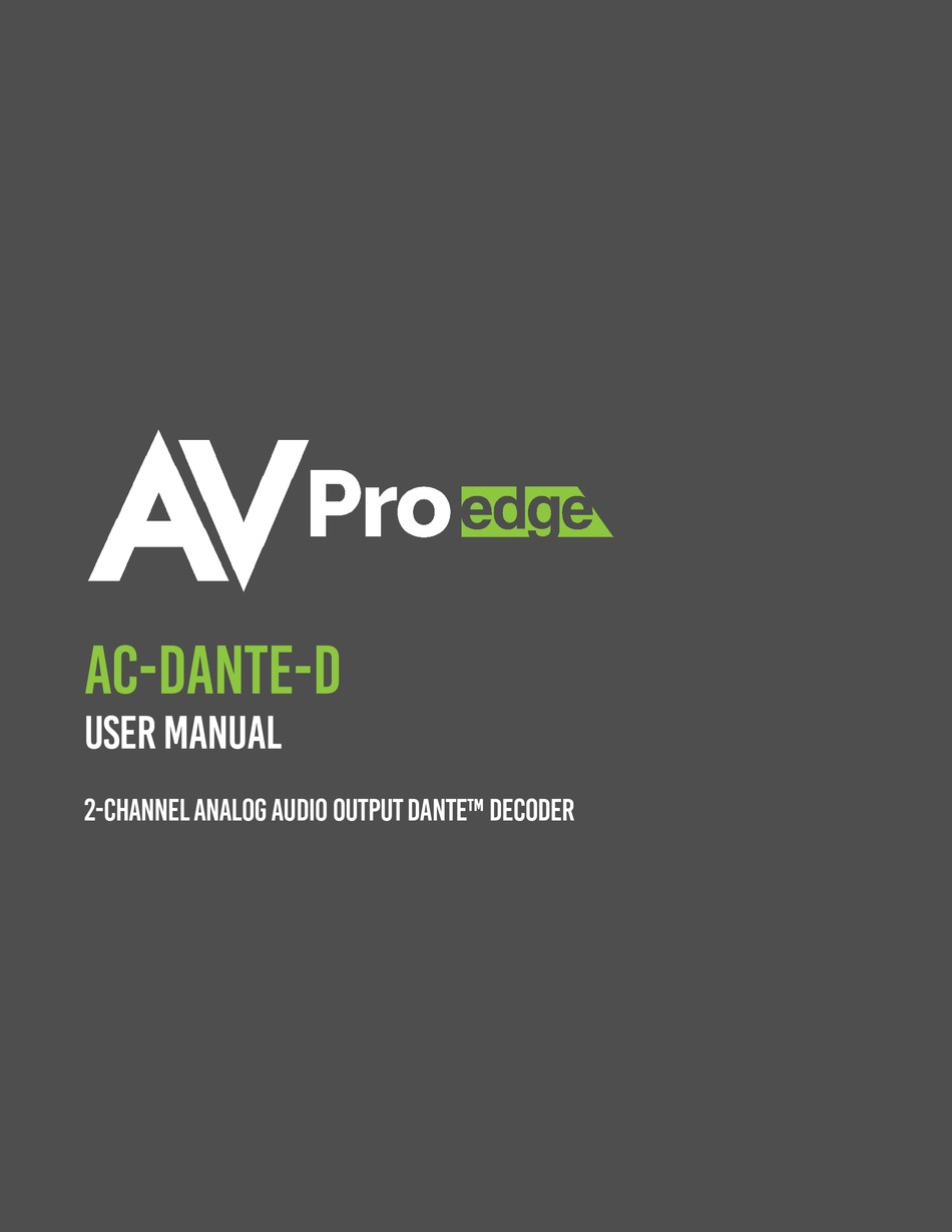 AV PRO EDGE ACDANTED USER MANUAL Pdf Download ManualsLib