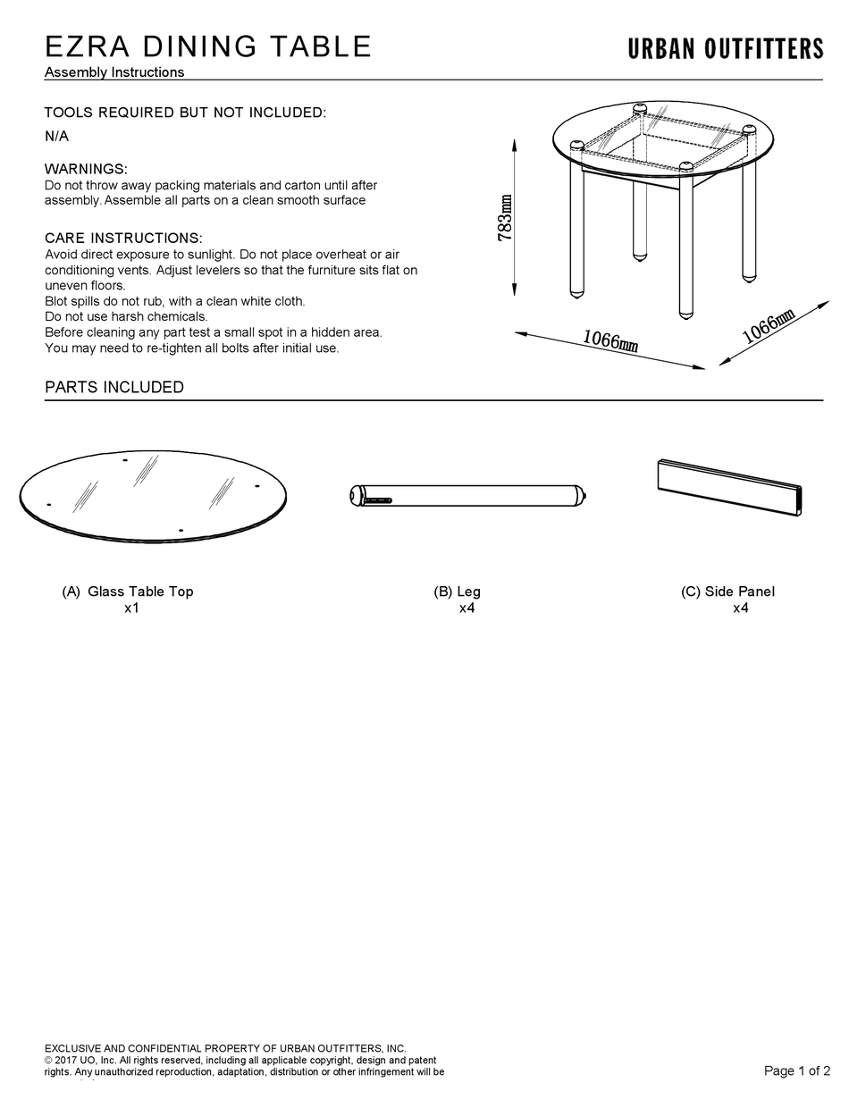 URBAN OUTFITTERS EZRA ASSEMBLY INSTRUCTIONS Pdf Download ManualsLib