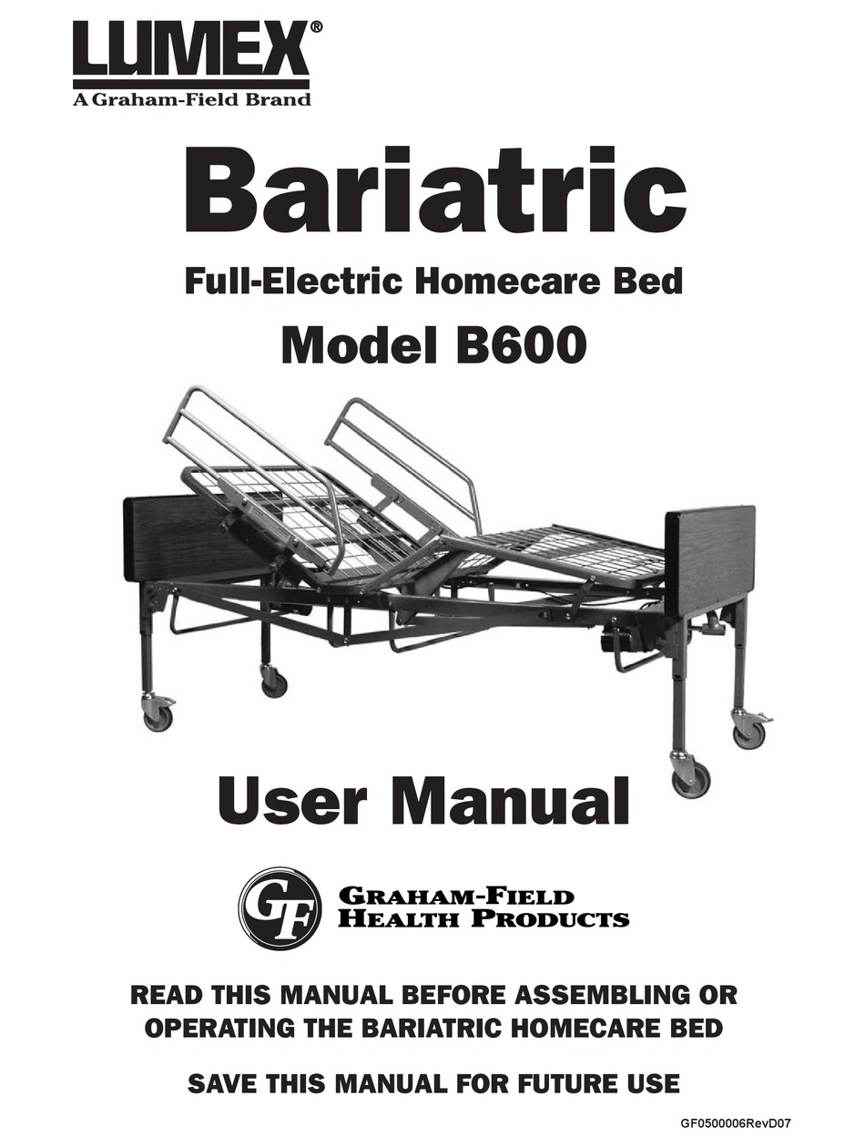 GRAHAMFIELD HEALTH PRODUCTS LUMEX BARIATRIC B600 USER MANUAL Pdf