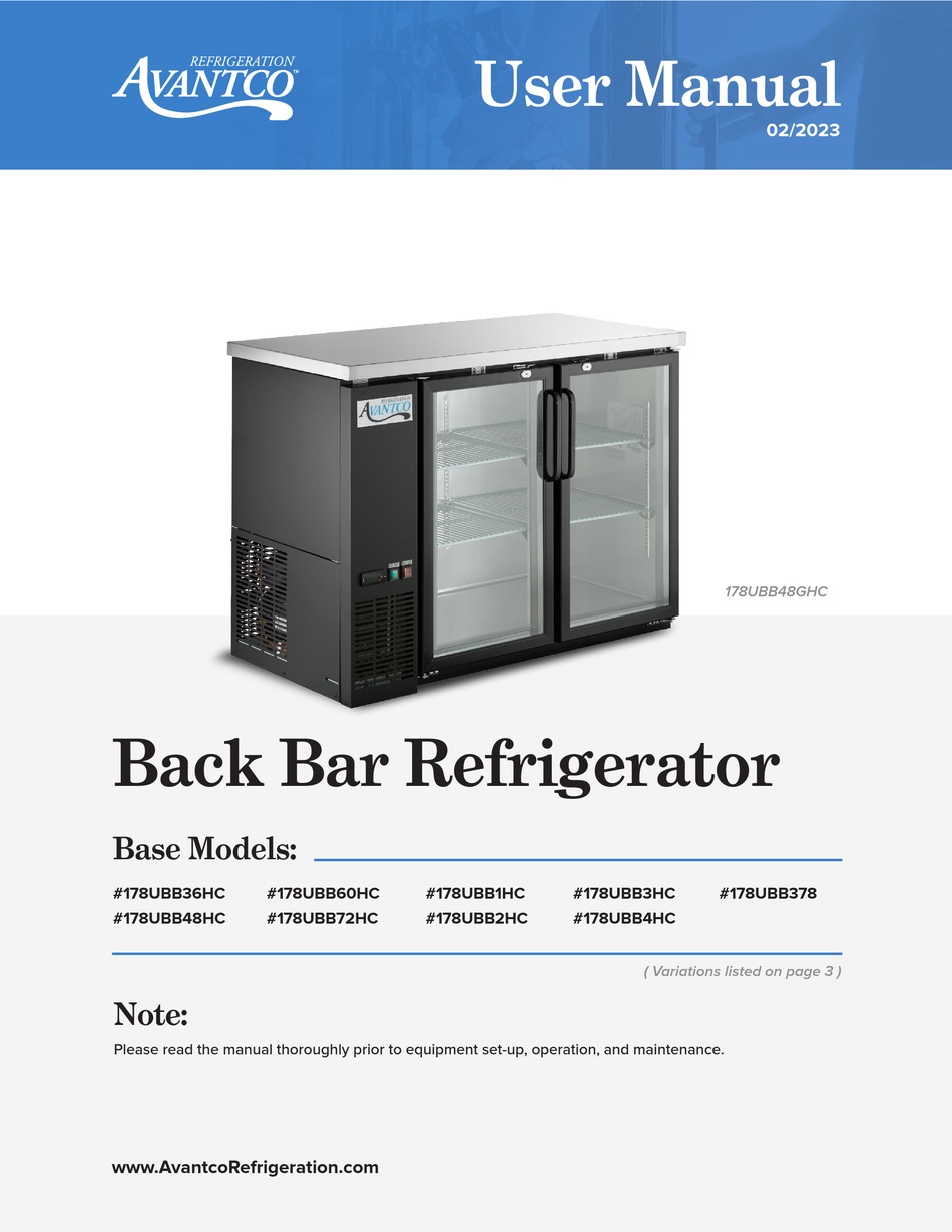 AVANTCO 178UBB36HC USER MANUAL Pdf Download | ManualsLib