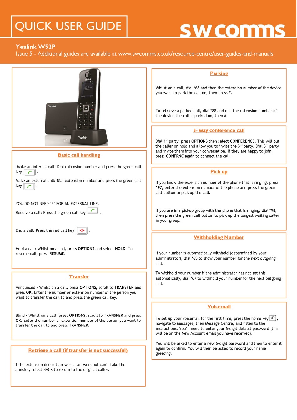 Yealink W52p Quick User Manual Pdf Download Manualslib